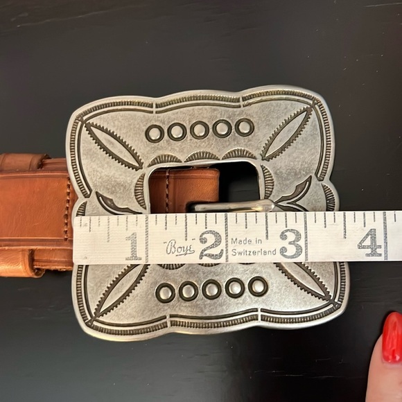 Brown Leather Belt with Silver Buckle - Picture 7 of 14